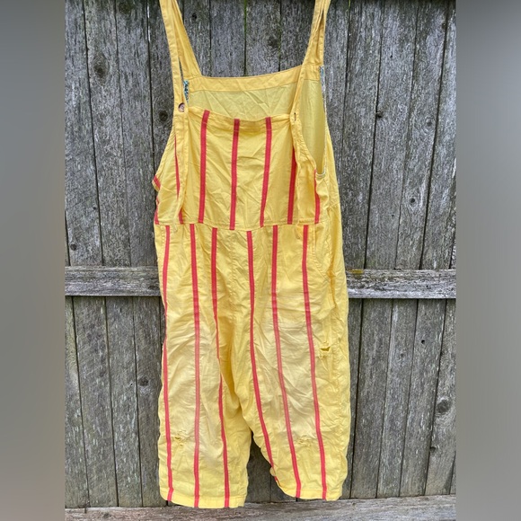 Yellow harem style overalls with red stripes - Picture 5 of 5